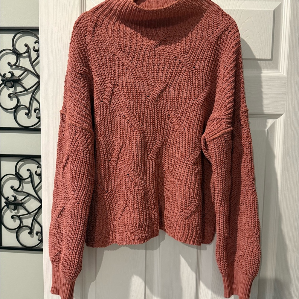 Poof! Women's Cowl Neck Sweater - Dusty Rose